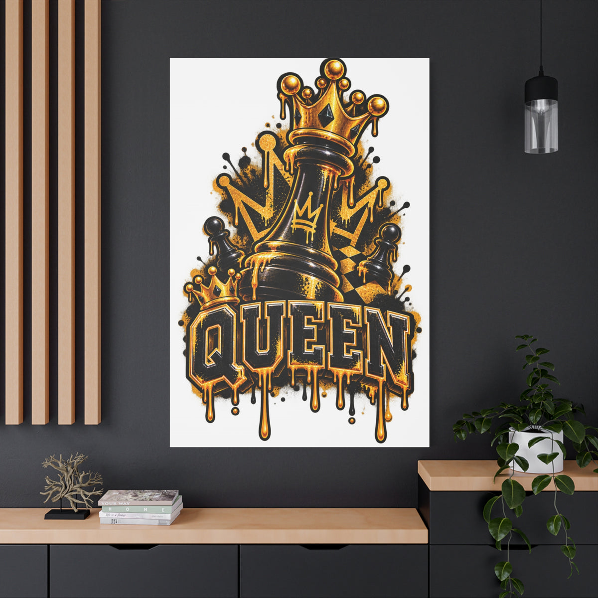 Queen Crown Graffiti Matte Canvas Wall Art